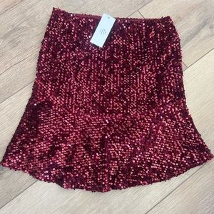 Baevely Wine Red Sequin Mini Skirt